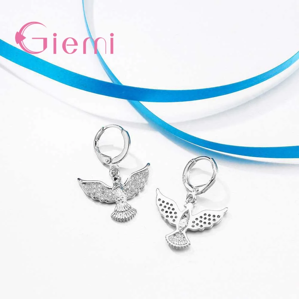 Женский ювелирный набор в виде милой птицы серебро 925 пробы серьги-кольца