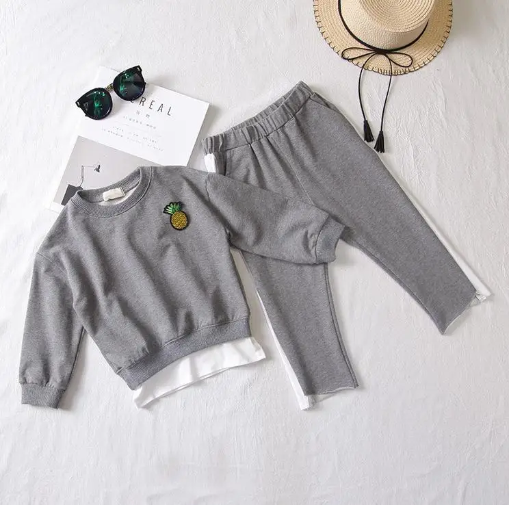 Весенний комплект для девочек свитер в стиле пэчворк рубашка с длинным рукавом и