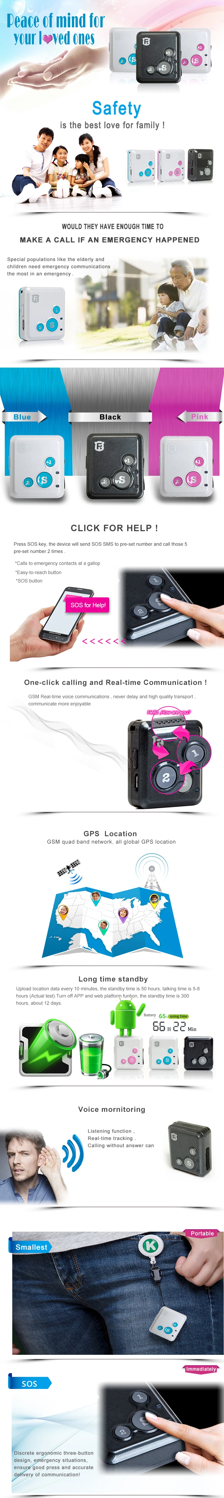 Маленький gps трекер в режиме реального времени локатор V16 няня дети GSM GPRS SOS сигнализация персональное устройство слежения приложение веб двусторонняя связь SMS
