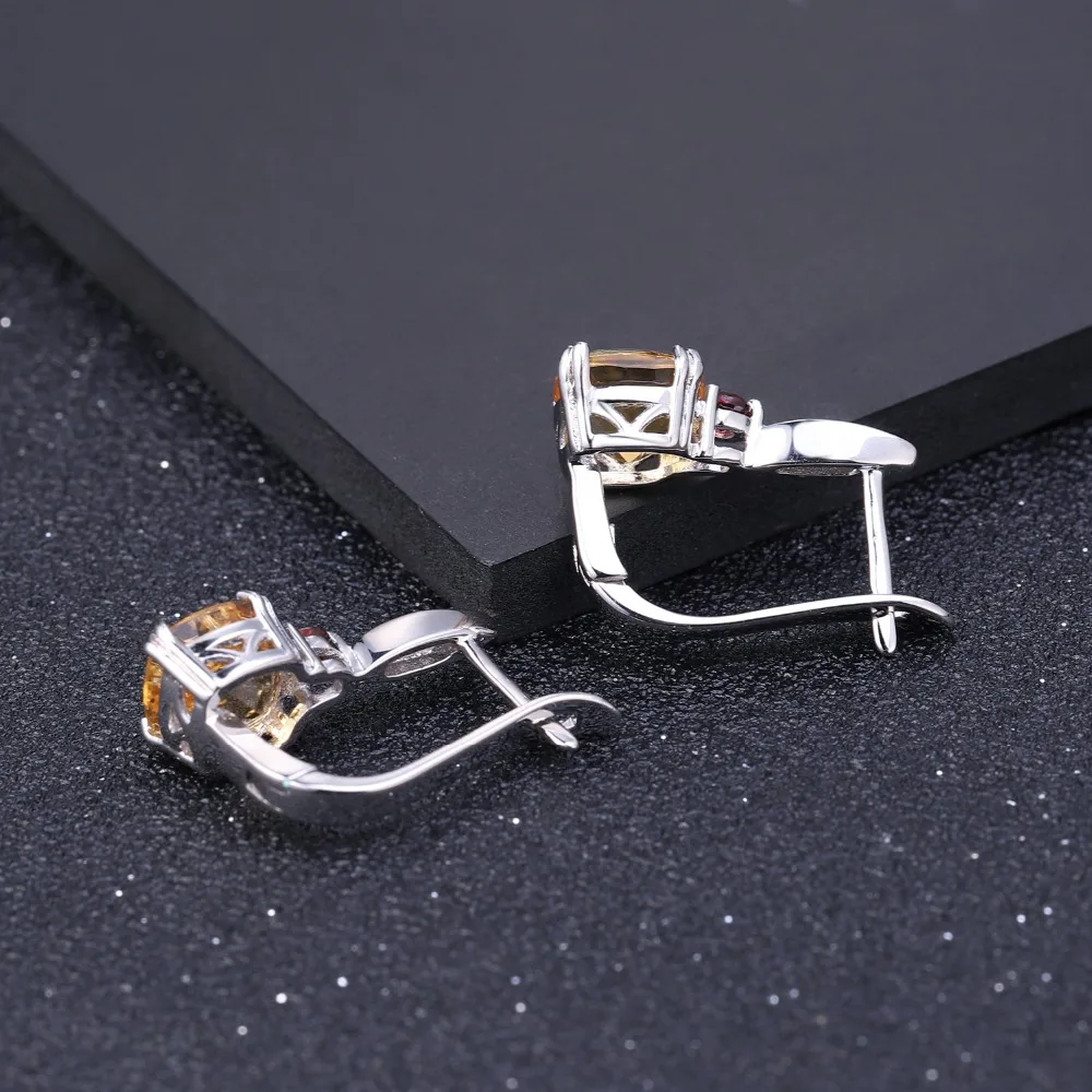 GEM'S BALLET 5.21Ct подушка натуральный цитриновый гранатовый 925 пробы серебряный камень серьги гвоздики для женщин Свадебные ювелирные изделия