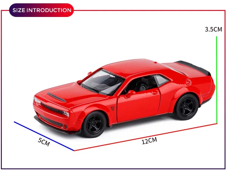 RMZ City 1/36 масштаб Dodge Challenger SRT Демон Игрушка литая под давлением модель с оттягивающимся автомобилем для детей подарочная Коллекция