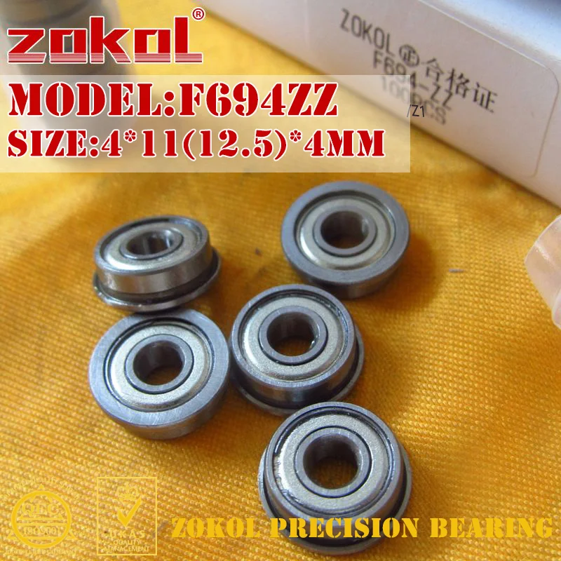 Подшипник ZOKOL F694 ZZ фланцевый подшипник F694ZZ с глубоким желобом шариковый 4*11 (12 5) * 4