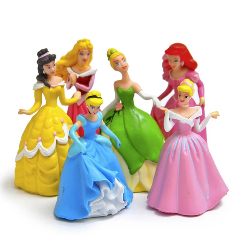 Экшн-фигурки Принцессы Disney 6 шт./компл. игрушки Рапунцель Белль Золушка фея кукла
