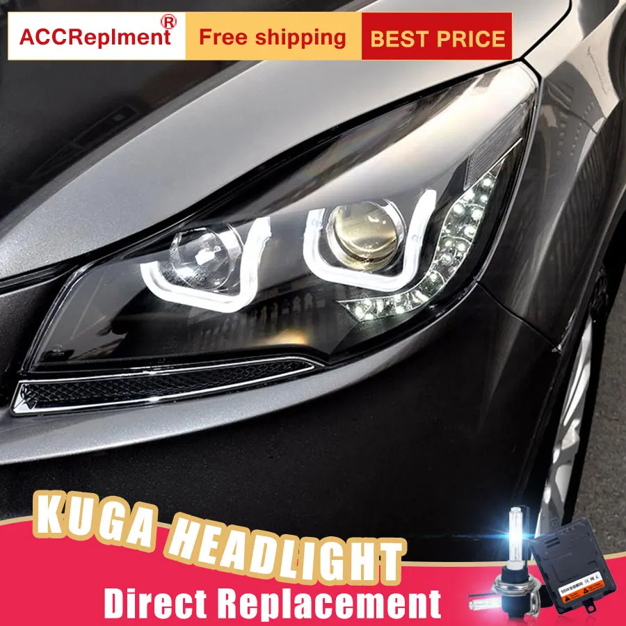 2Pcs LED Headlights For Ford escape/kuga 2013-2015 led car lights Angel eyes xenon HID KIT Fog Daytime Running Lights | Автомобили и