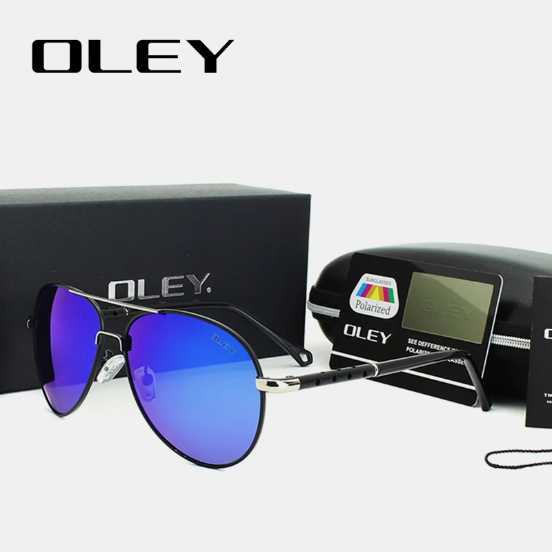 OLEY унисекс синий зеркало солнцезащитные очки для женщин мужчин поляризационные