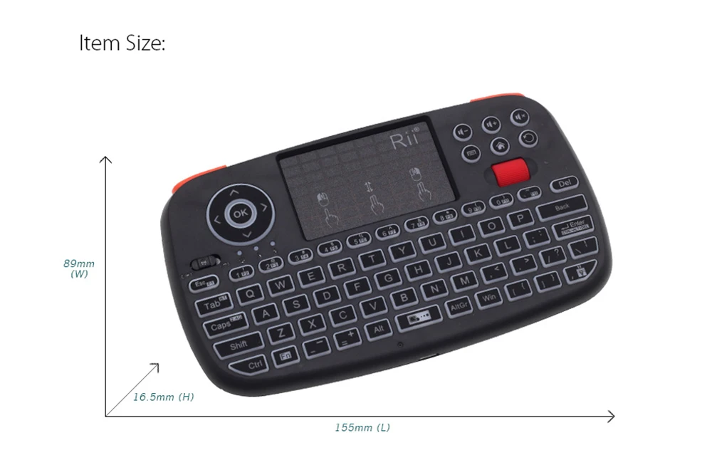 Rii RT726 Bluetooth 2,4 ГГц двойной режим Мини Беспроводная клавиатура Air mouse с тачпадом для iPad Pro iPhone XS ТВ коробка мини клавиатура