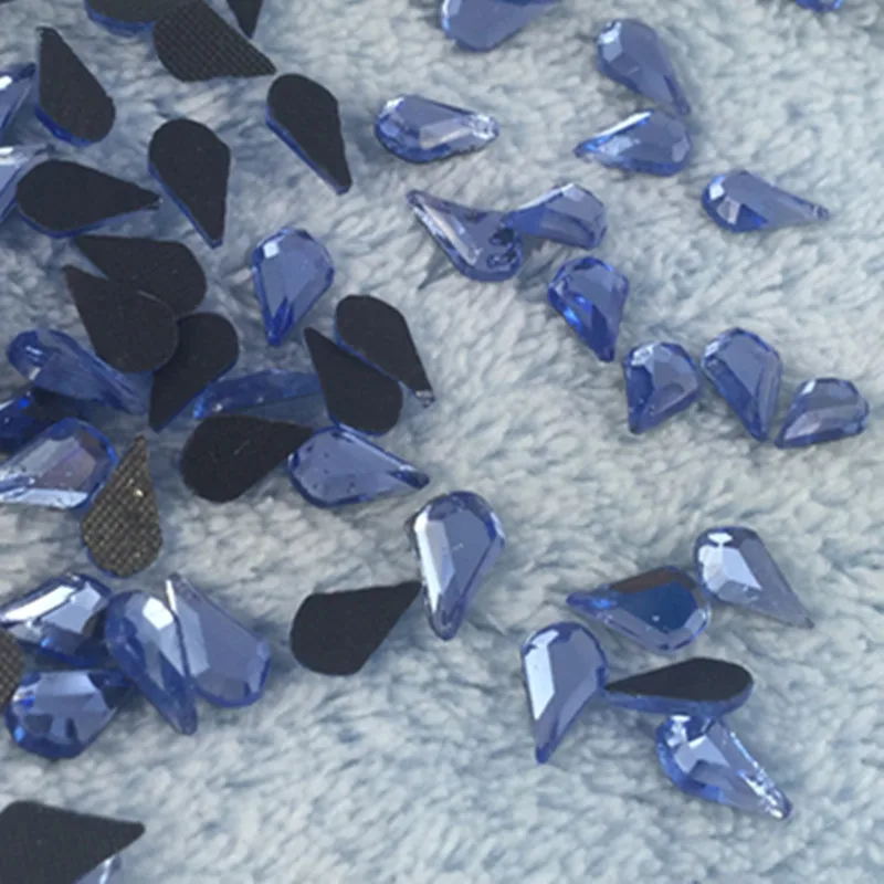 

Горячая фиксация горный хрусталь 2016 новинка в форме капли 5*8 мм 50 шт./лот Кристалл синий специальный-образный алмазное стекло Дрель аксессуары для одежды