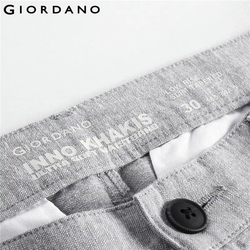 Giordano Мужские штаны из льна и хлопка Pantalon Homme карманы на молнии пуговицах