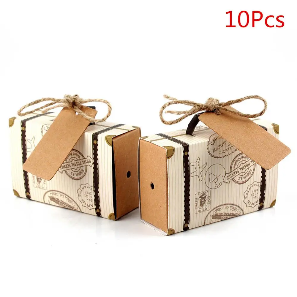 Suitcase Box Теплая Коробка для конфет на свадьбу, день рождения, Подарочная коробка, бумажный пакет, упаковка для детских конфет для душа, коробка для конфет, подарок для гостей на день рождения, украшение для детей - Цвет: Suitcase Box