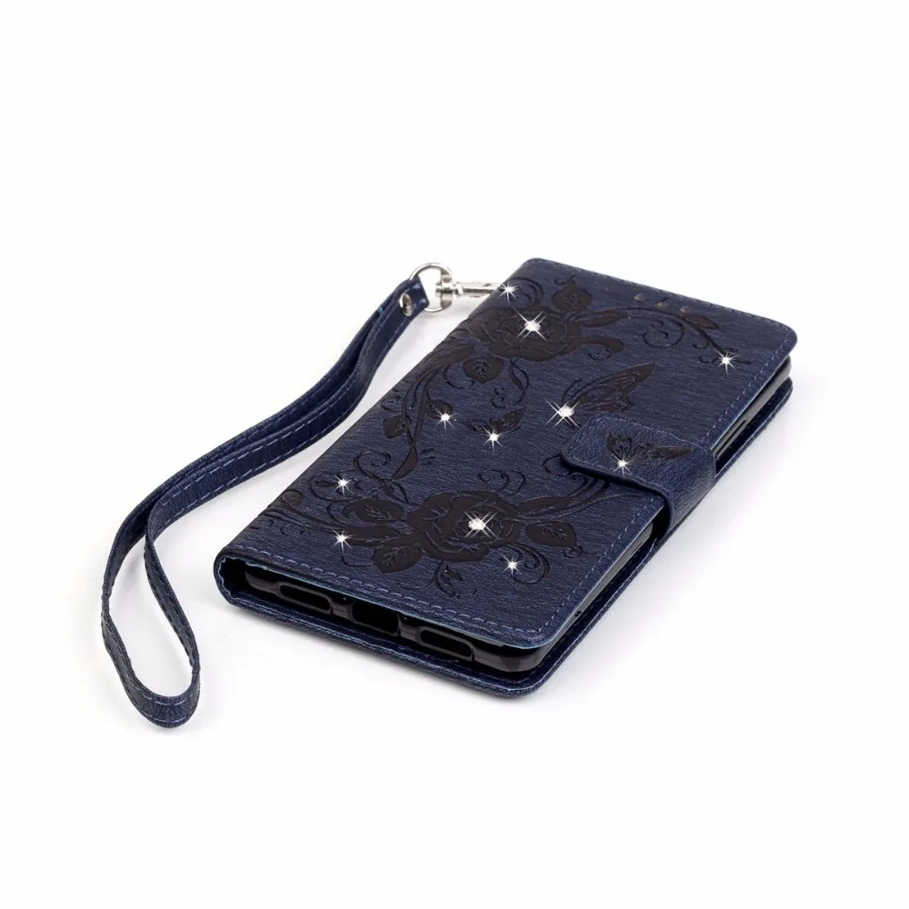 Роскошный Горный Хрусталь Бумажник Кожа PU Откидная Крышка Для Huawei Ascend P9 Lite