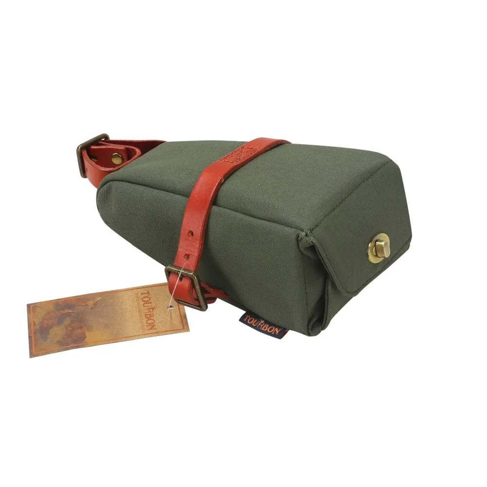 tourbon vintage bike bicycle seat tail saddle bag case mtb phone pouch waxed canvas water repellent cycling accessories free global shipping