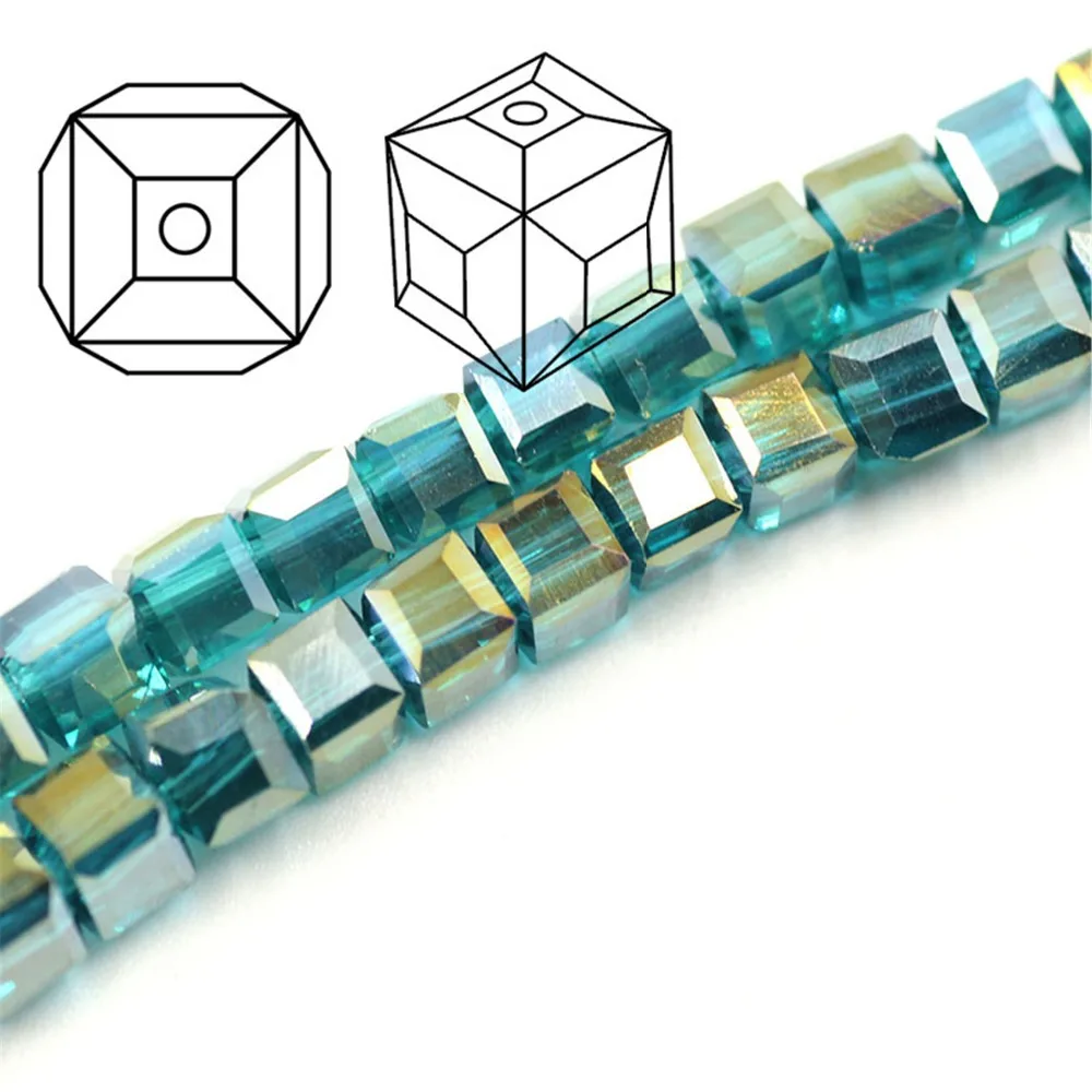 Square Crystal Beads 4MM 100PCS/LOT AB Color Loose Rhinestones Faceted Glass For Needlework Accessories | Украшения и аксессуары