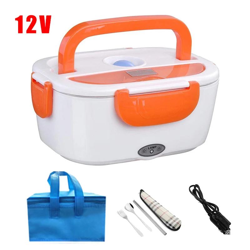 12V Yellow- Bag Set Подогрев Коробки для обедов 12V 24V Нержавеющая сталь Еда грелка для хранения для офиса, с рисунком машинки, бенто Ланч-бокс Пластик японский Стиль наборы для ухода за кожей - Цвет: 12V Yellow- Bag Set