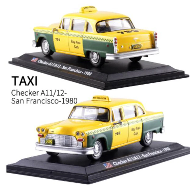 

12CM 1:43 Scale Metal Alloy Classic Checker A11/A12 San Francisco 1980 Taxi Car Model Diecast Vehicles Toys For Collection