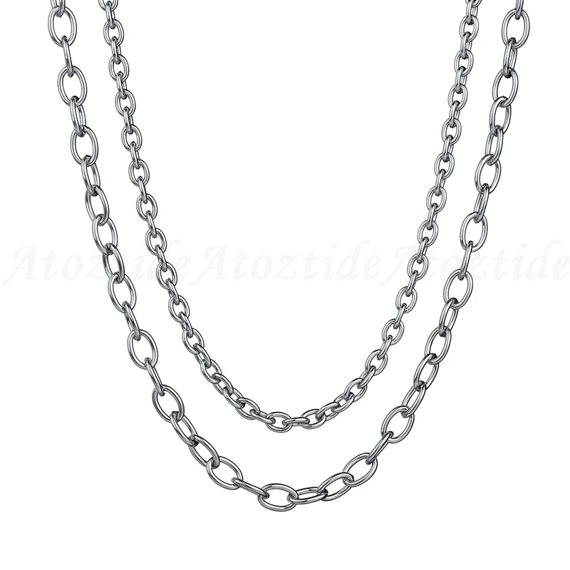 4.0mm round O silver 1 шт. 60 см Мужская цепочка из кубинской нержавеющей стали минималистичное Фигаро/сторона/бусина металлическая цепь из нержавеющей стали бамбуковая цепь ювелирных изделий - Окраска металла: 4.0mm round O silver