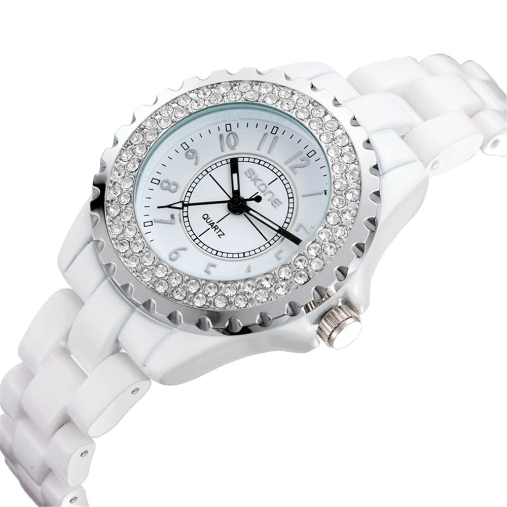 Керамика часы модные Повседневное Для женщин кварцевые relojes mujer SKONE Роскошные