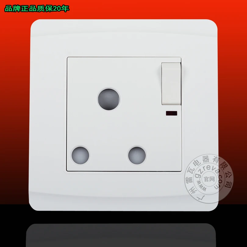 15A три круглые розетки с индикатором выключатель света плюс розетка белый