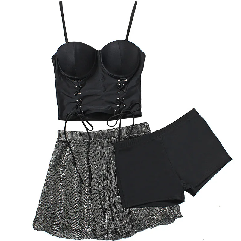 

Women's Summer Suit High Waist Swimsuit 2019 Two Piece Swimming For Women Bathing Sexy Suits Ins Hepburn Black Split Skirt