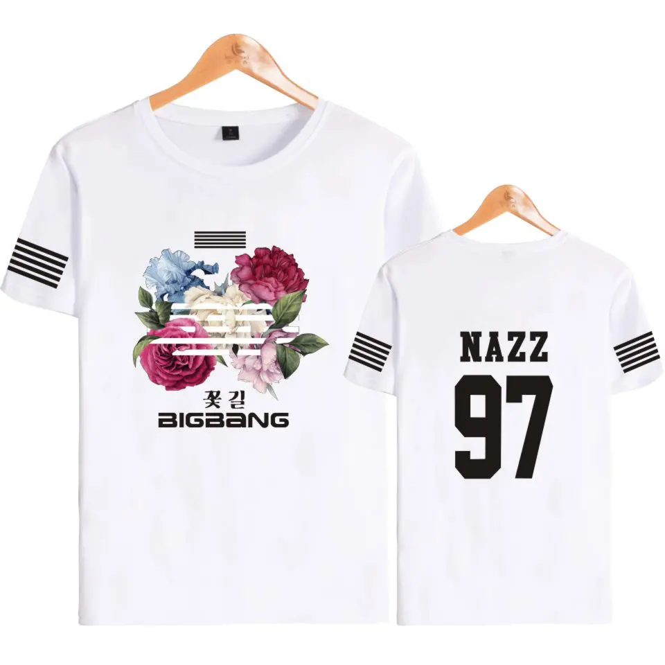 BIGBANG Kpop футболки в стиле хип хоп с цветочным принтом хлопковая футболка коротким