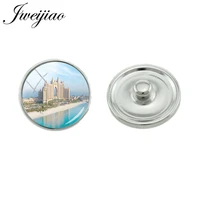 jweijiao dubai building nightscape image glass cabochon snap button metal jewelry findings 10mm16mm18mm wholeasle fa657