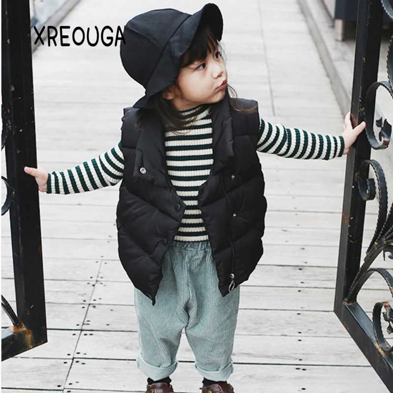 Высокое качество детская зимняя Свободный жилет пальто Толстые без рукавов