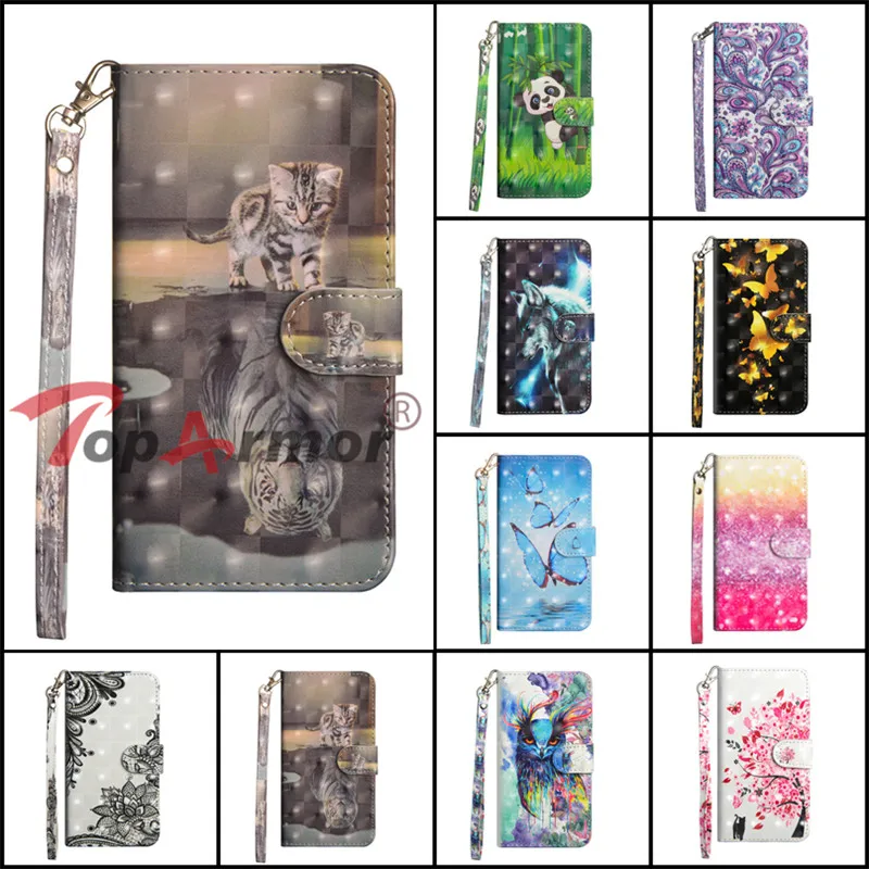 Кожаный чехол-кошелек с 3D рисунком для Sony Xperia XA1 XA2 XA3 ultra PLUS XZ1 XZ2 compact XZ3 Flip Book Stent Shell