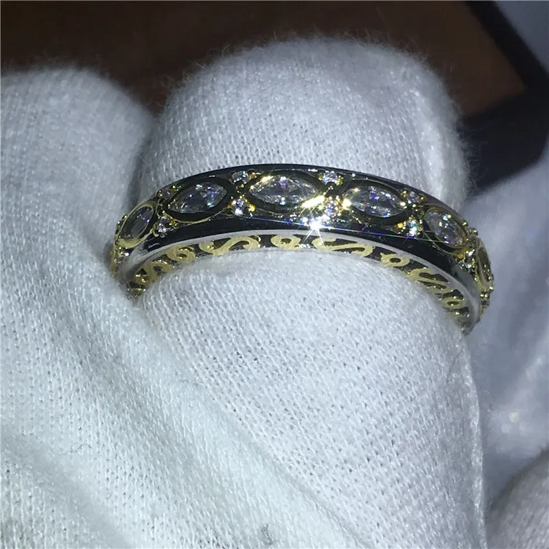 Винтажное юбилейное кольцо AAAAA Циркон cz Белое Желтое золото заполненное Enage для
