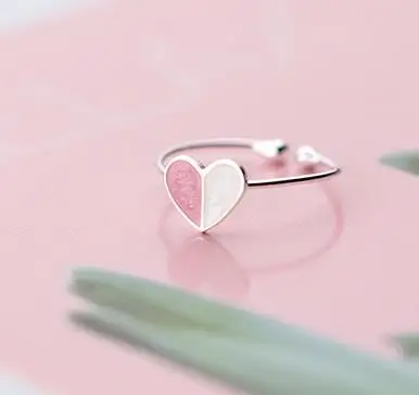 RYOUCUTE Настоящее серебро 925 пробы ювелирные изделия Модные большие красочные кольца в форме сердца для женщин Bijoux эффектное античное кольцо Anillos - Цвет основного камня: pink