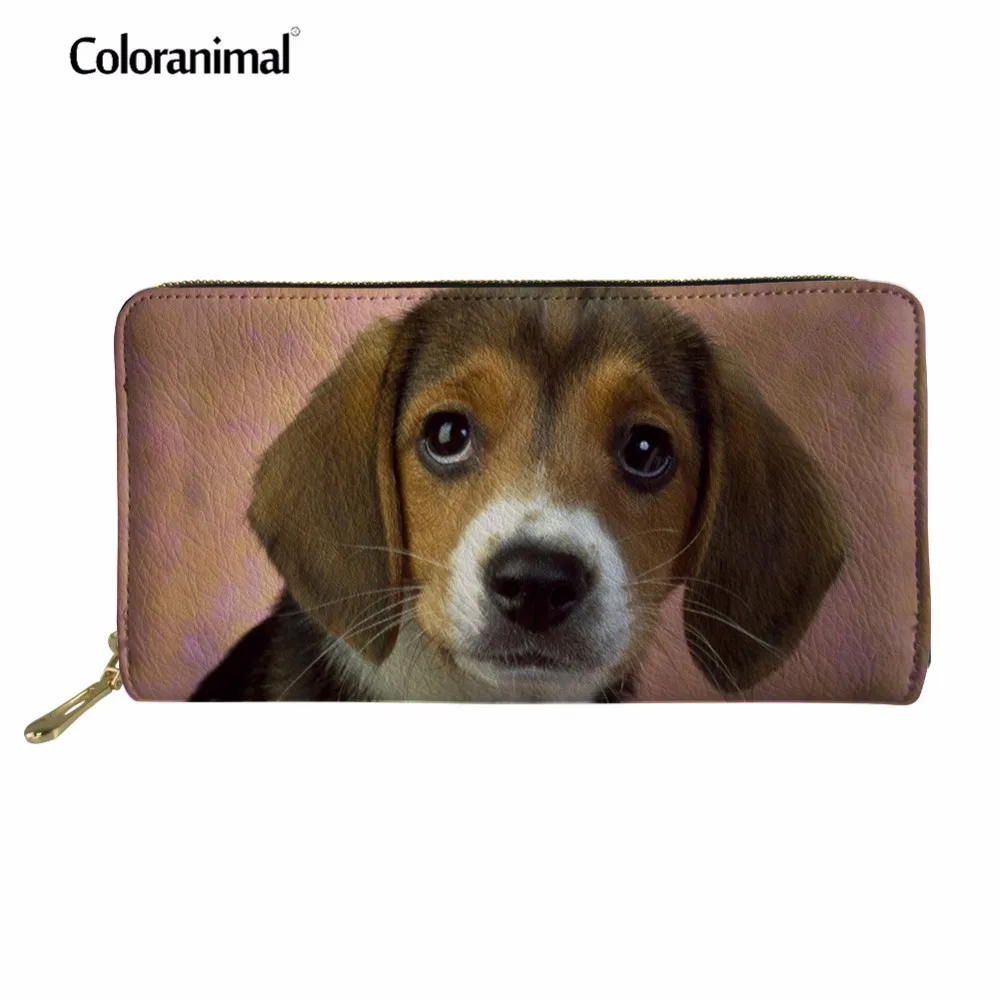 

Coloranimal Long Clutch Wallets Women Handbags Portable Shopping Card Holder Purse Beagle Harrie Cute 3D Dog Pattern Tote Wallet
