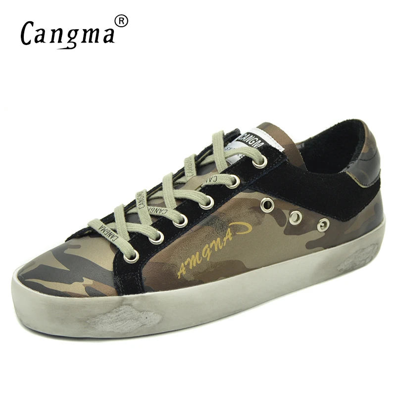 

CANGMA Luxury Brand Women's Casual Shoes Designer Sneakers Women Breathable Camouflage Patent Leather Flats Female Shoes