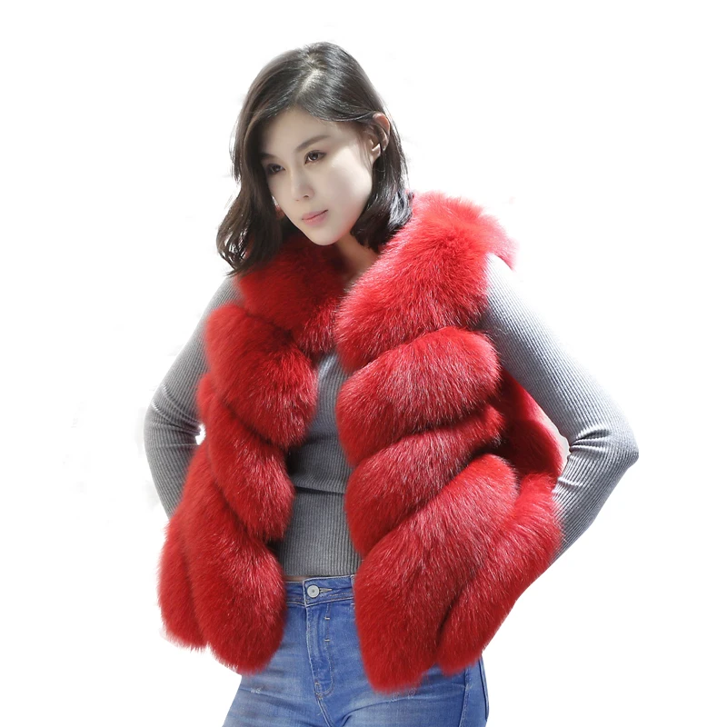 New Winter Genuine Fox Fur Vest Women's Full Pelt Gilet Warm Luxury Natural Fox Fur Waistcoat