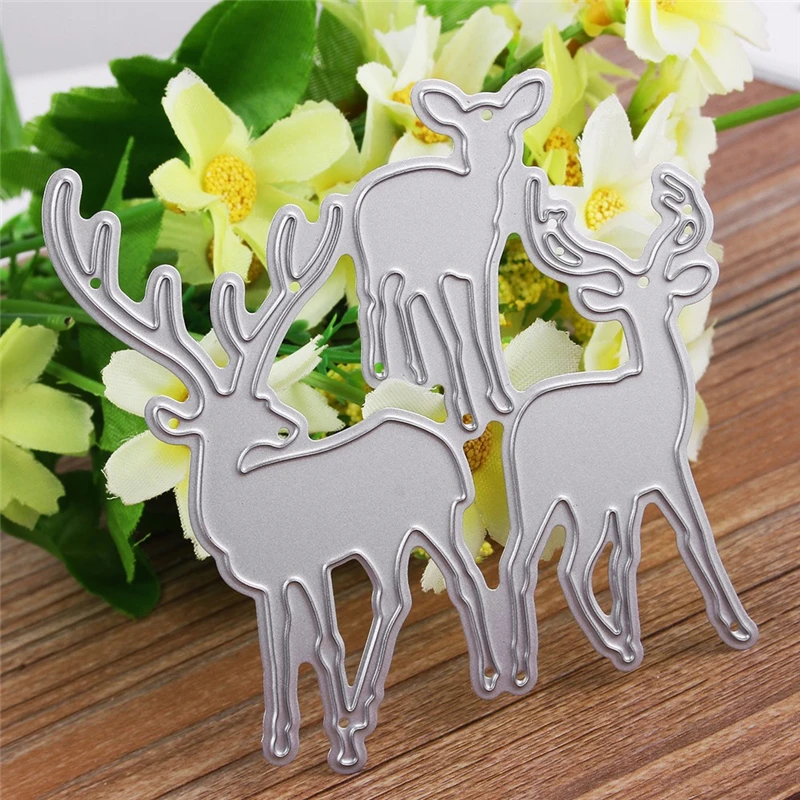 Три милых оленя металлические режущие штампы трафареты рождественские