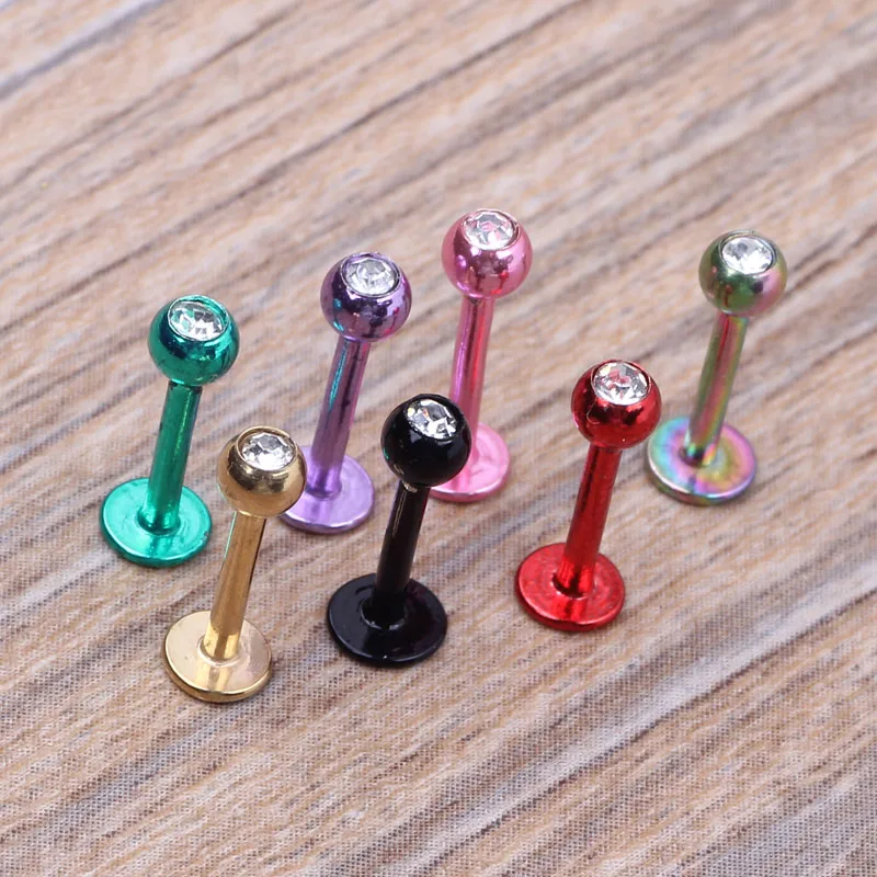 JUNLOWPY Labret Monroe кольцо для губ микс 8 цветов 100 шт нержавеющая сталь ювелирные изделия для тела анодированный пирсинг для пупка Спиральные серьги-гвоздики