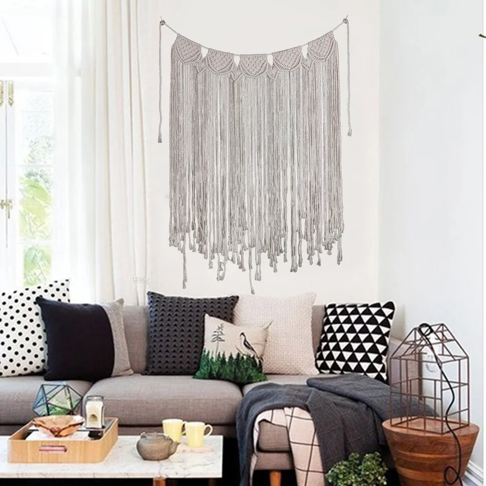 Handmade Wall Hanging Cotton Woven Tapestry Boho Large Wedding Backdrop Decoration for Living Room 85x110cm | Дом и сад