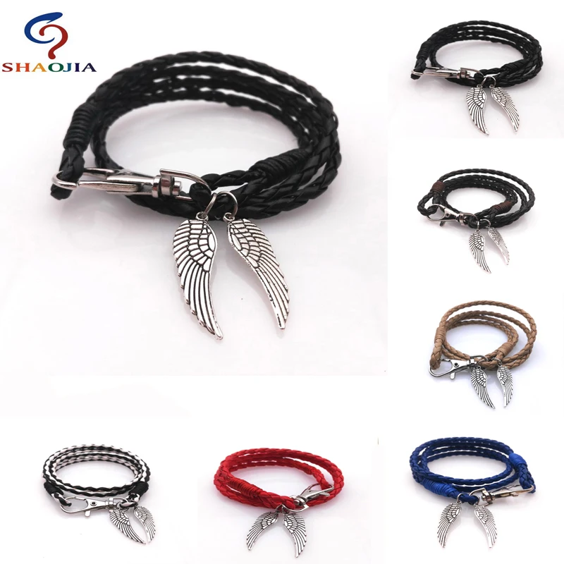 Мужские украшения кожаный Ангел браслеты с крыльями горячая Распродажа женские