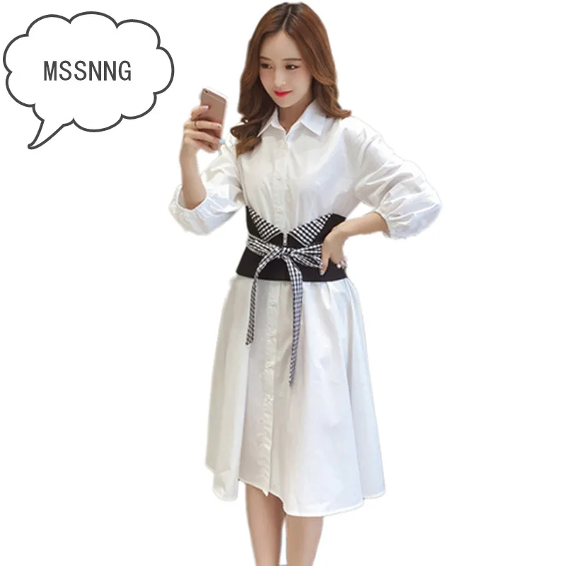 Однотонная рубашка для девушек с длинным рукавом и семиконечными рукавами