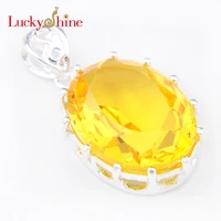 promotion luckyshine 1520mm elegant charm silver plated huge yellow crystal zirconia wedding jewelry dangle crystal pendants