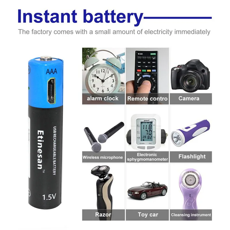 6 шт. etinesan 1 5 V AAA 600mAh литий полимерный ионный аккумулятор для бритв игрушек