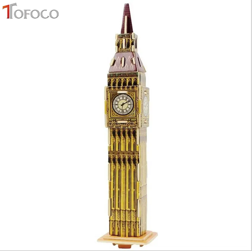 TOFOCO 3D деревянные пазлы знаменитые Пазлы здания Эйфелева башня Burj Al Arab Windmill Arc de