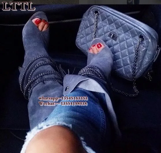 Новые модные пикантные ботильоны на высоком каблуке с открытым носком