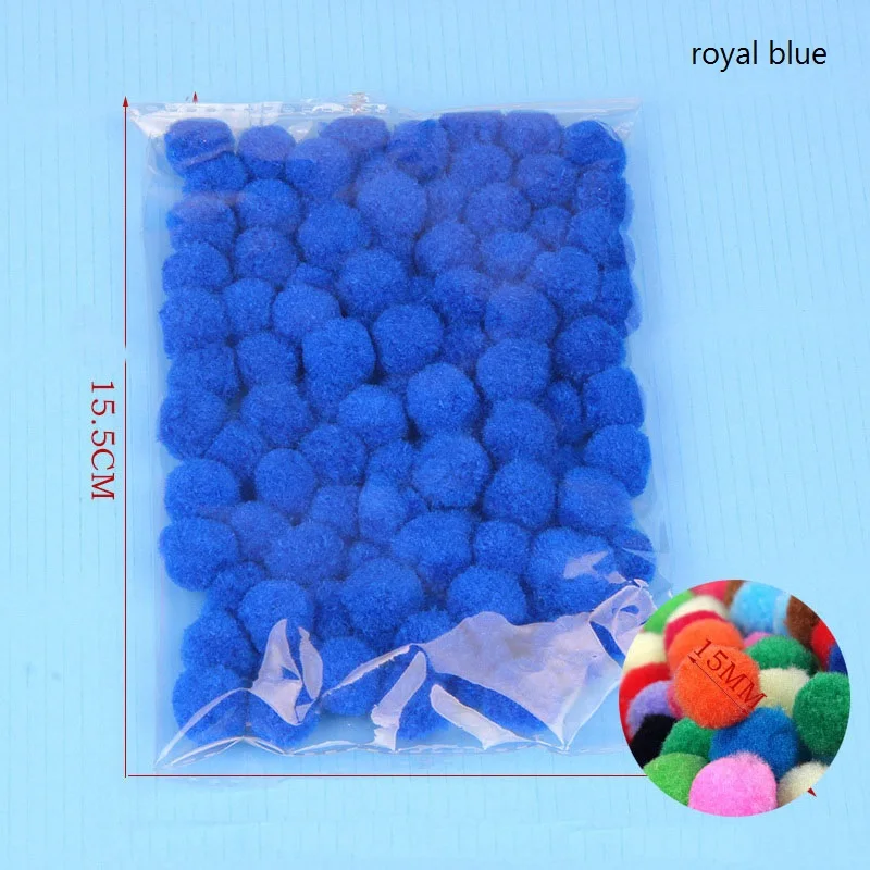royal blue 100 шт. 15 мм с бубоном, меховые плюшевыми бубонами для домашнего декора цветы интеллект Обучающие промыслы игрушка «Сделай Сам аксессуары венки одежды 8 - Цвет: royal blue