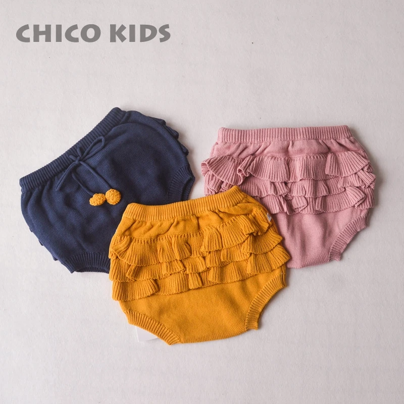 Baby Boys Girls Knitted Cotton PP Shorts W/ Ruffles &amp 3 colors Infant Balls shorts Bloomers | Детская одежда и обувь