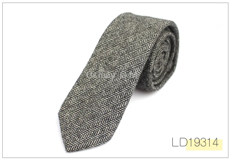 New Solid Wool Ties For Men High Quality Brand Narrow Slim Suits Neckties Blue 6cm Mens Neck Tie for Wedding Cravats - Цвет: LD19314