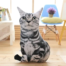 50cm grey stripe Питомцев кошек в форме подушки похожая на настоящую полоса коричневый, серый Кот Подушка Диван кресло вентиляторы коллекция для детей друзей подарок 50/75 см - Цвет: 50cm grey stripe