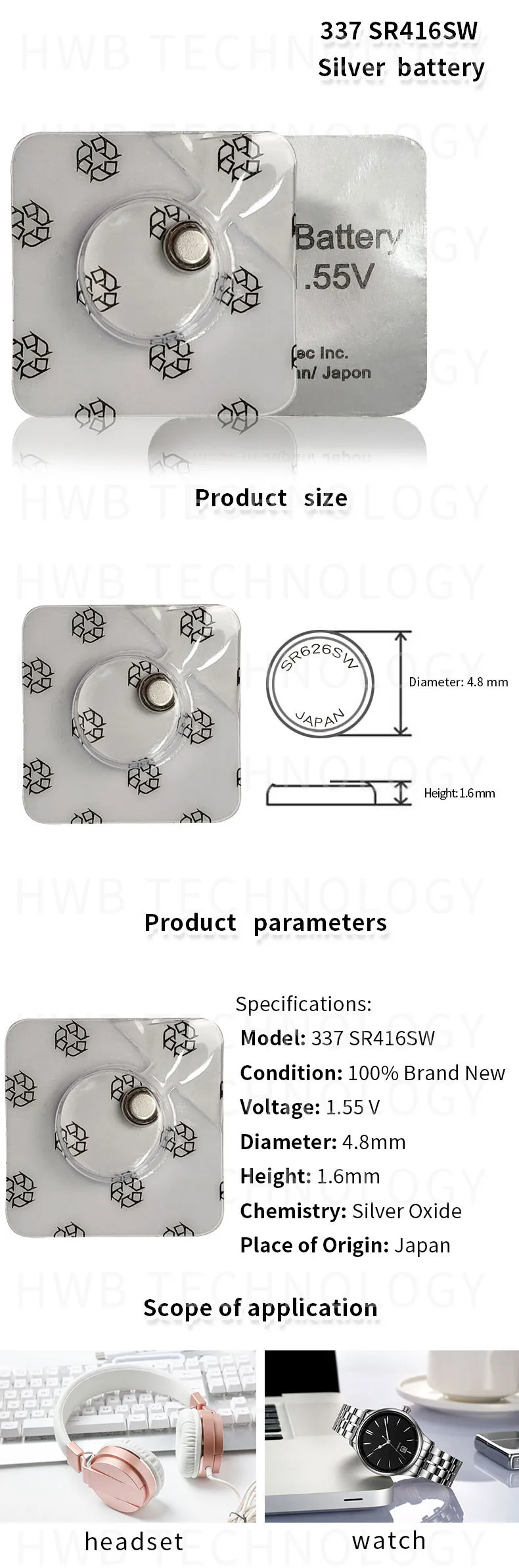 10 шт./партия оригинальные новые часы батарея 337 SR416SW серебро 1,55 V аккумулятор таблеточного типа для часы swatch светодиодный наушники
