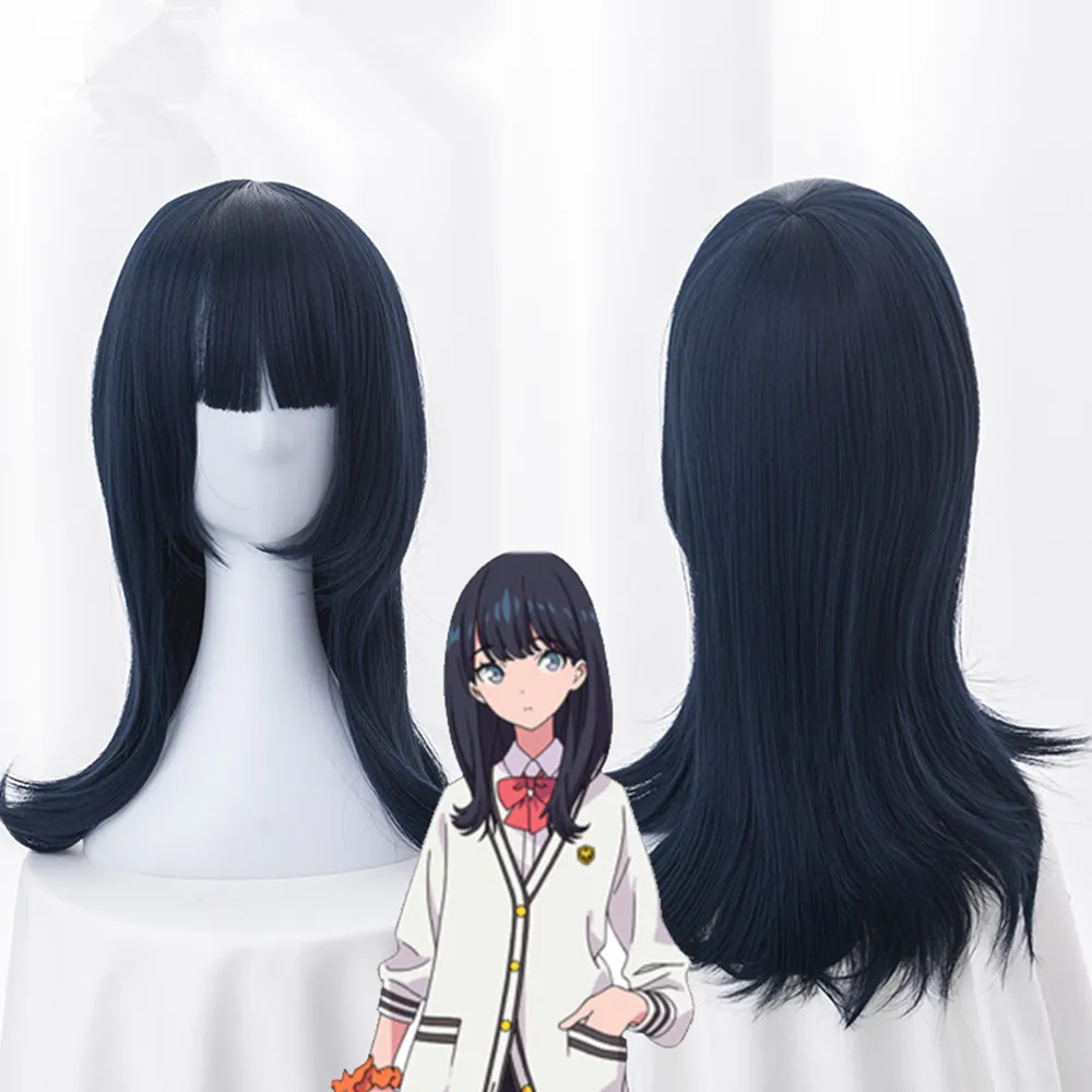 

Парик для косплея аниме SSSS.GRIDMAN Takarada Rikka, женские длинные прямые темно-синие волосы для косплея на Хэллоуин