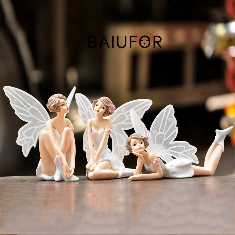 3pcs BAIUFOR Elegant Flower Fairy Girl Figurines for Terrarium Cake Car Accessories DIY Garden Decor Friend Gift | Дом и сад
