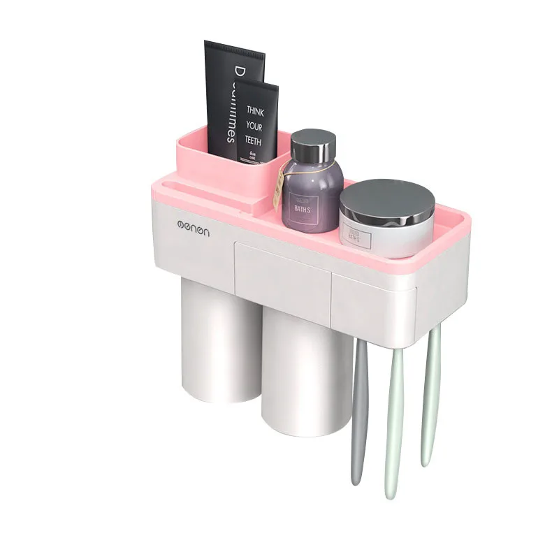 

Magnetic Adsorption Toothbrush Holder Inverted Cup Wall Mount Bathroom Cleanser Storage Rack Bathroom Accessories Set