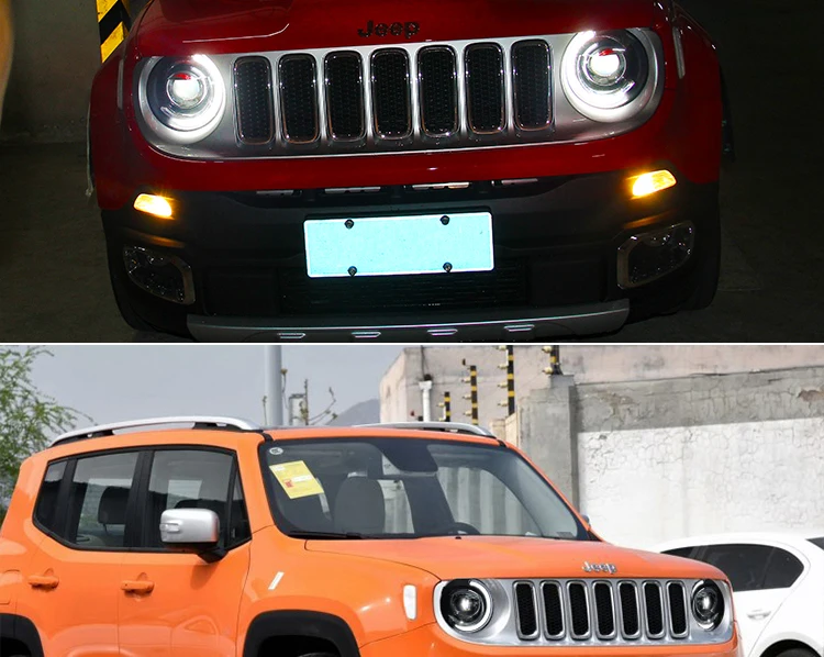 Doxa Автомобильная фара для Jeep Renegade- светодиодные фары DRL ходовые огни биксеноновый луч ангельские глазки Автомобильная фара