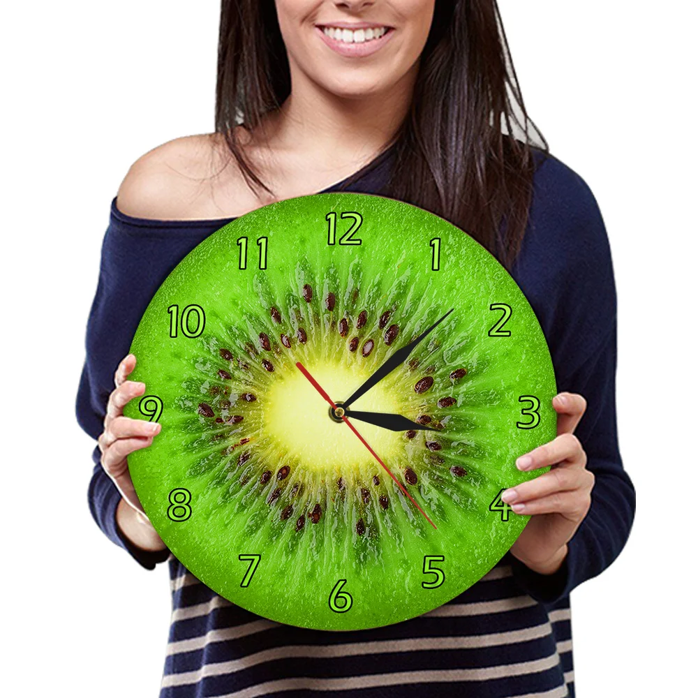 Летние фрукт киви спроектированные зеленые настенные часы Kiwi фрукты свежий